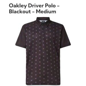 Oakley Skull Pattern Collard Dri Fit Style Shirt Golf Drive CL MENS BLACK  Polo